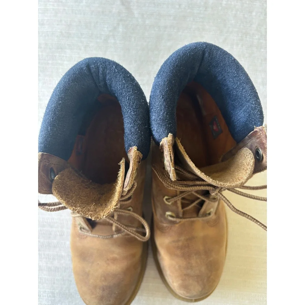 Timberland 6 Inch Premium Leather Waterproof Boots Brown Navy 7.5‎ M A1964